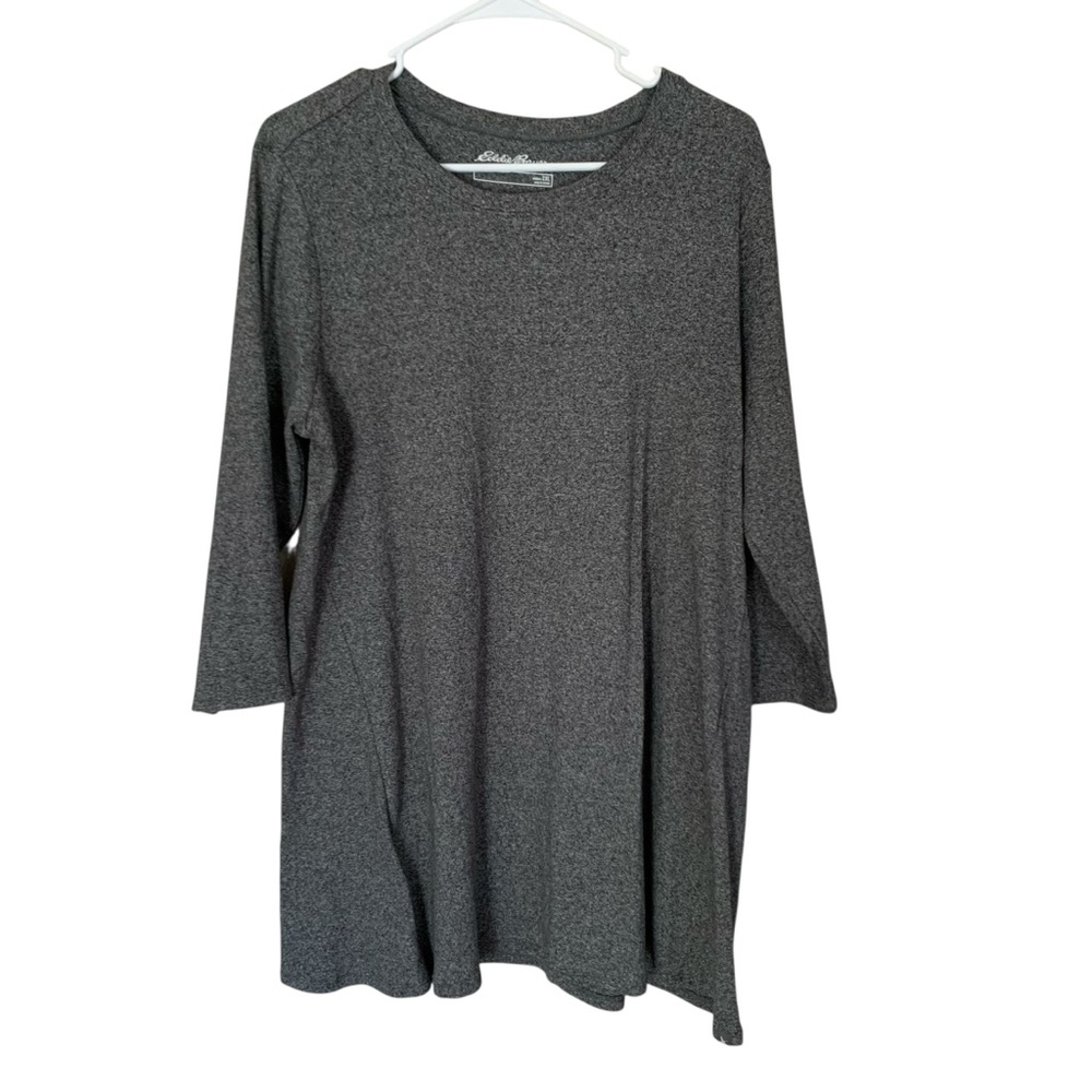 Eddie Bauer Women's Plus Sz.2X Favorites 3/4 sleeve Blackheather Crew Tunic NEW